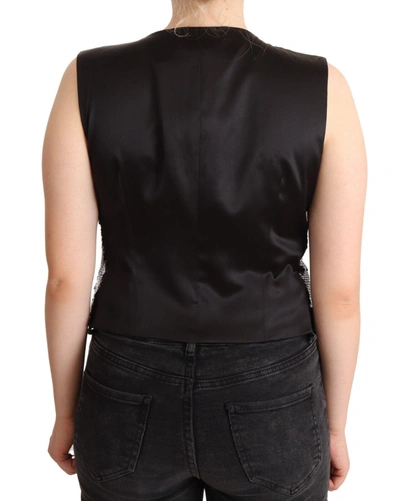 Shop Dolce & Gabbana Elegant Black Sequined Sleeveless Vest Women's Top