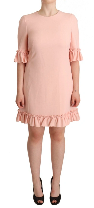 Shop Dolce & Gabbana Ruffled Sleeve Sheath Dress In Women's Pink