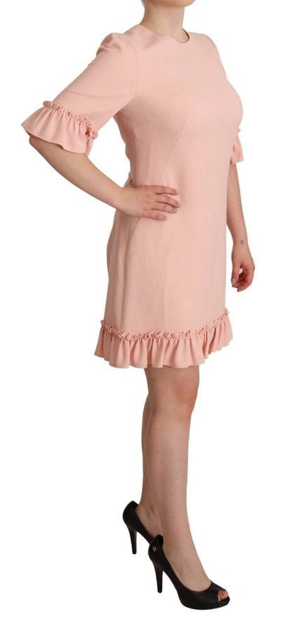 Shop Dolce & Gabbana Ruffled Sleeve Sheath Dress In Women's Pink