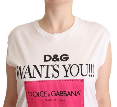 Shop Dolce & Gabbana Chic White Cotton Crew Neck Women's Tee