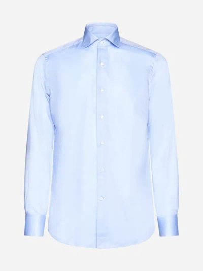 Shop D4.0 Cotton Shirt In Light Blue