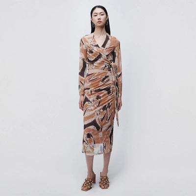Shop Jonathan Simkhai Kensingten Printed Mesh Skirt In Soft Clay Multi
