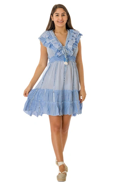 Ranee's Short Ruffle Dress In Powder Blue
