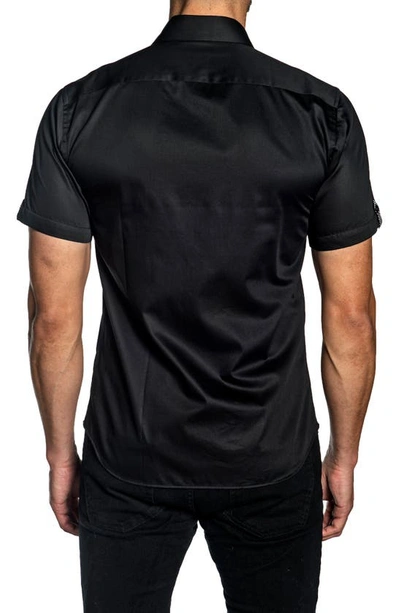 Shop Jared Lang Trim Fit Short Sleeve Button-up Shirt In Black
