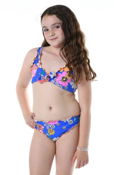 Shop Hobie Kids' Peace Two-piece Swimsuit In Sea Blue