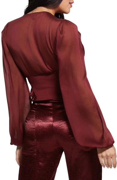 Shop Guess Hamiri Long Sleeve Corset Blouse In Mystic Wine