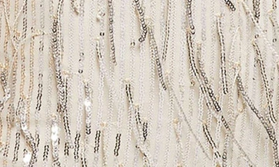 Guess Mia Sequin Fringe Halter Crop Top In Pearl Oyster Multi