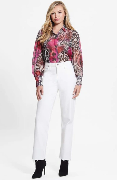 Guess Raven Chiffon Button-up Blouse In Wildcard Print