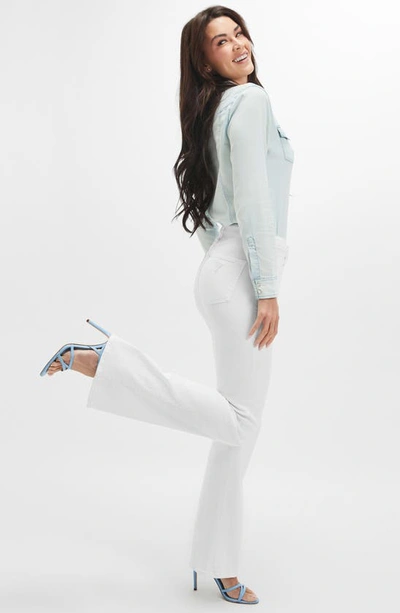 Shop Guess Sexy Flare High Waist Jeans In Pure White