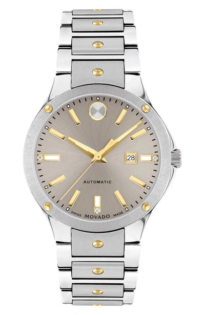 Shop Movado Se Automatic Bracelet Watch, 33mm In Silver/ Grey