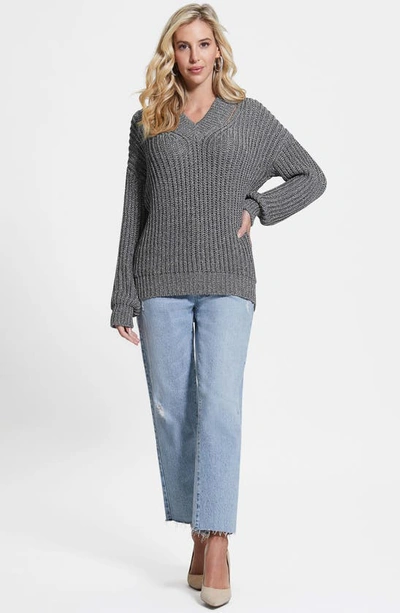Guess Lise Sparkle Cutout V-neck Sweater In Mindful Lurex Multi