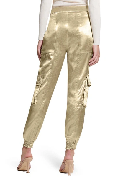 Shop Guess Soundwave Textured Satin Cargo Pants In Cemento