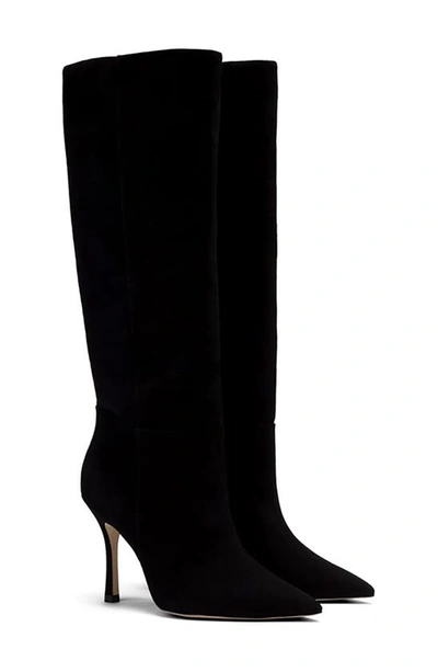 Shop Larroude Kate Pointed Toe Knee High Boot In Black