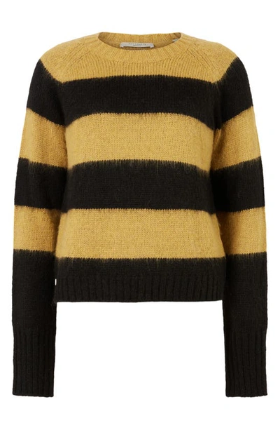 Allsaints Darla Stripe Sweater In Sulphur Yellow/ Black