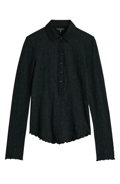 Shop Rag & Bone Gemma Floral Jacquard Polo In Black