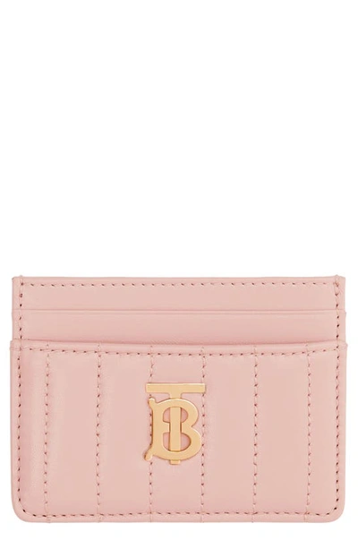 Shop Burberry Lola Quilted Leather Card Case In Dusky Pink