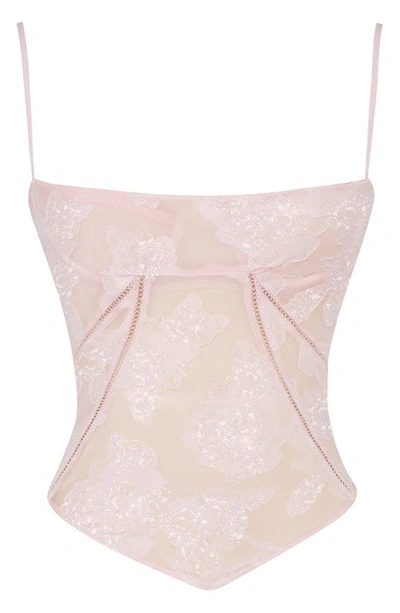 Shop House Of Cb Lisette Floral Lace Corset Camisole In Pink