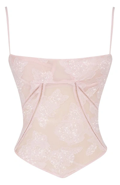 House Of Cb Lisette Floral Lace Corset Camisole In Pink