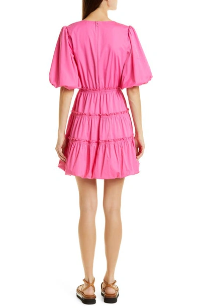 Shop Jason Wu Puff Sleeve Cotton Poplin Dress In Fuchsia
