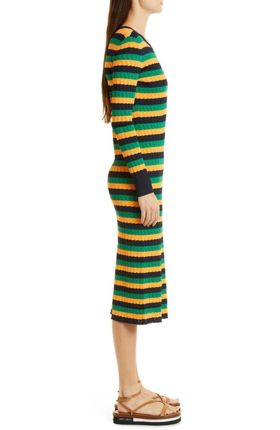 Shop Jason Wu Striped Long Sleeve Sweater Dress In Clover Multi