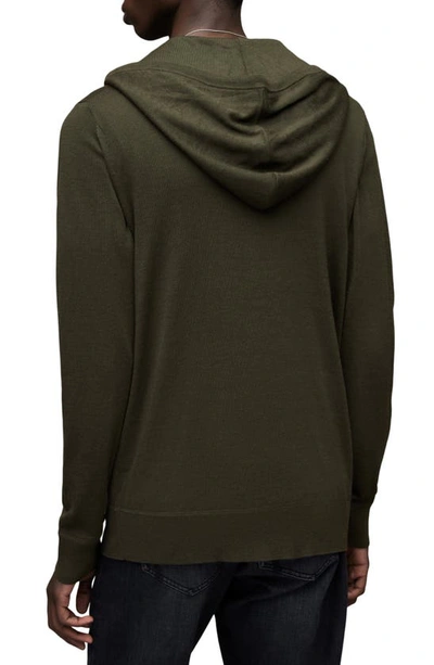 Allsaints Mode Slim Fit Merino Wool Zip Hoodie In Park Green