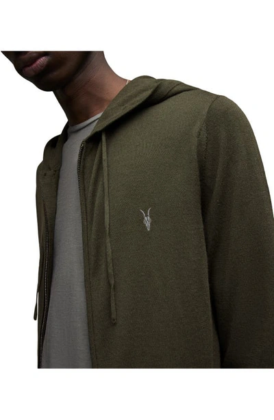 Allsaints Mode Slim Fit Merino Wool Zip Hoodie In Park Green