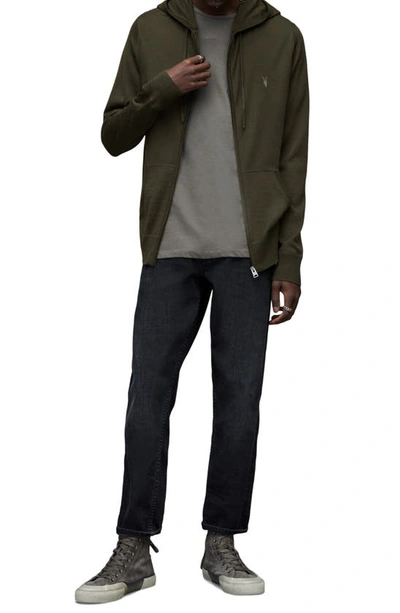 Shop Allsaints Mode Slim Fit Merino Wool Zip Hoodie In Park Green