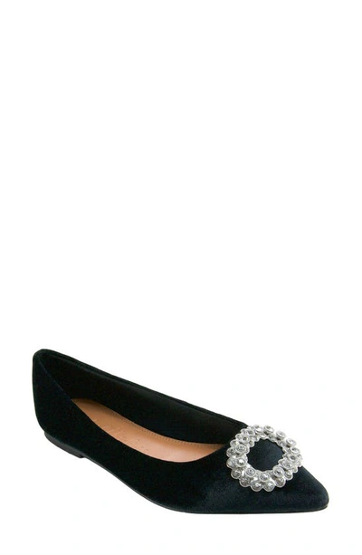 Shop Band Of The Free Blossom Velvet Flat In Black