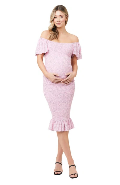 Shop Ripe Maternity Selma Shirred Body-con Maternity Dress In Multi