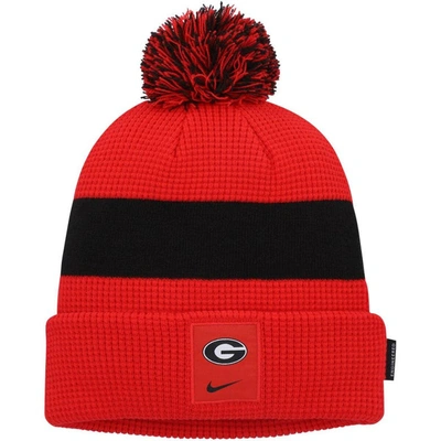 Shop Nike Red Georgia Bulldogs Sideline Team Cuffed Knit Hat With Pom