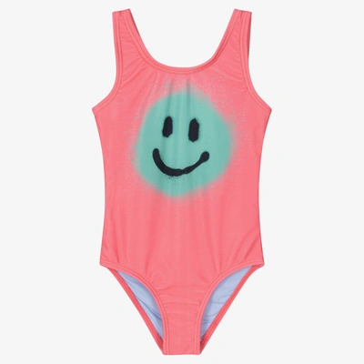 Shop Molo Girls Pink Smiling Face Swimsuit (upf50+)