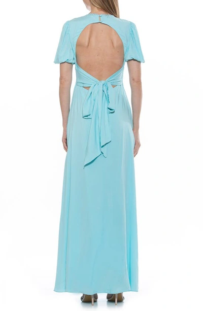 Shop Alexia Admor Imogen Open Back Floral Print Midi Dress In Halogen Blue