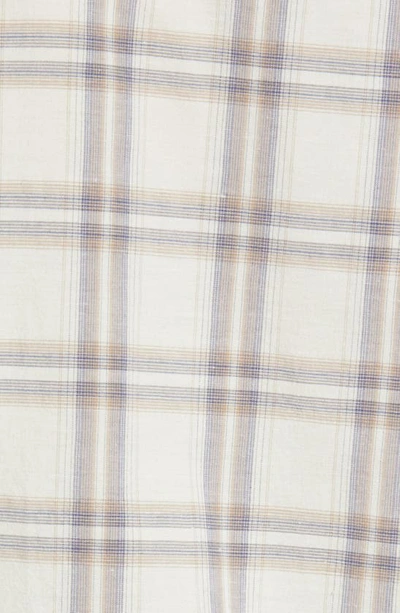 Travismathew First Pitch Plaid Stretch Short Sleeve Button-up Shirt In Gardenia