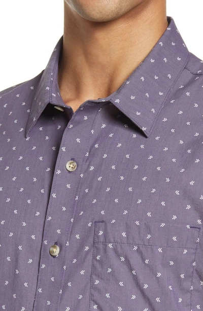 Travismathew Not Your Best Short Sleeve Button-up Shirt In Heather Purple