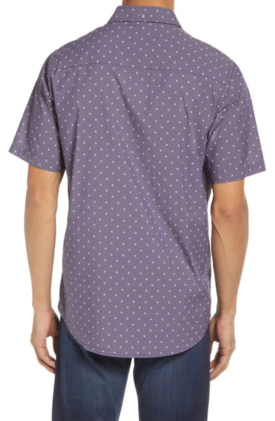 Travismathew Not Your Best Short Sleeve Button-up Shirt In Heather Purple