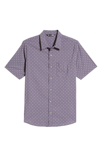 Travismathew Not Your Best Short Sleeve Button-up Shirt In Heather Purple