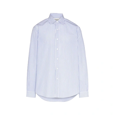 Shop Maison Margiela Striped Cotton Shirt In Blue