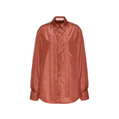 Shop Valentino Silk Shirt In Brown