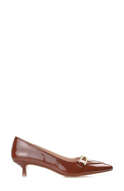 Journee Collection Rumi Metal Bit Kitten Heel Pump In Brown