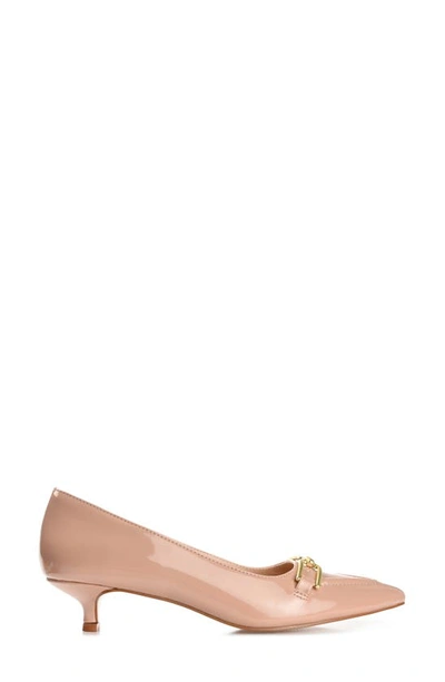 Journee Collection Rumi Metal Bit Kitten Heel Pump In Blush
