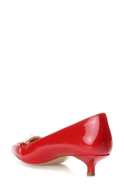 Journee Collection Rumi Metal Bit Kitten Heel Pump In Red