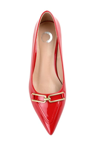 Journee Collection Rumi Metal Bit Kitten Heel Pump In Red