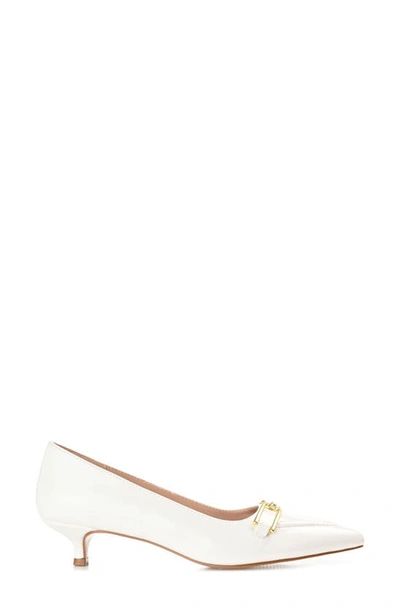 Shop Journee Collection Rumi Metal Bit Kitten Heel Pump In White