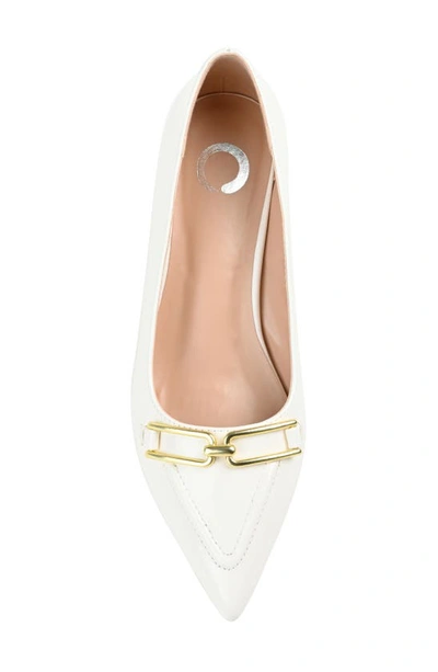 Journee Collection Rumi Metal Bit Kitten Heel Pump In White