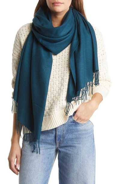 Nordstrom Tissue Weight Wool & Cashmere Scarf In Teal Abyss