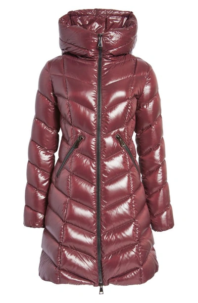 Shop Moncler Marus Quilted Down Hooded Puffer Coat In Burgundy