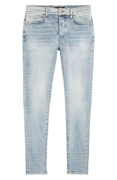 Shop Amiri Stack Distressed Slim Fit Jeans In Stone Indigo