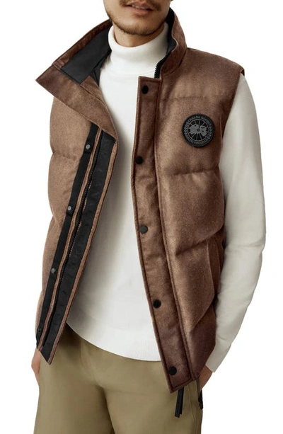 Shop Canada Goose Garson Recycled Wool Blend Down Vest In Quicksand Melange-sable Chin