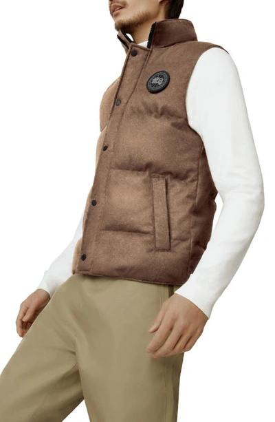 Shop Canada Goose Garson Recycled Wool Blend Down Vest In Quicksand Melange-sable Chin