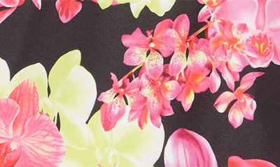 Shop Versace Orchid Print Swim Trunks In Nero/ Multi